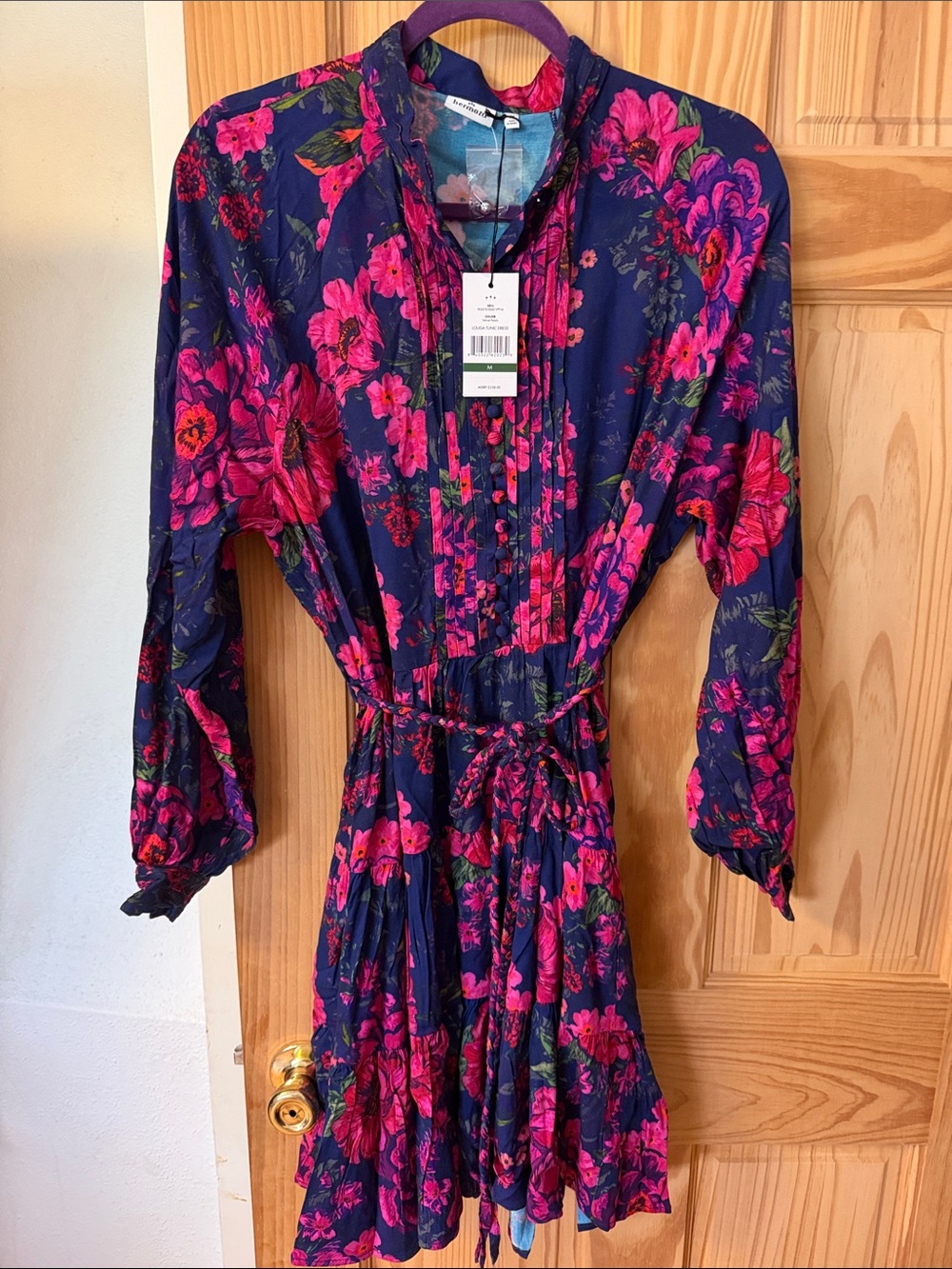Hermoza Navy Dress with Hot Pink Floral Print